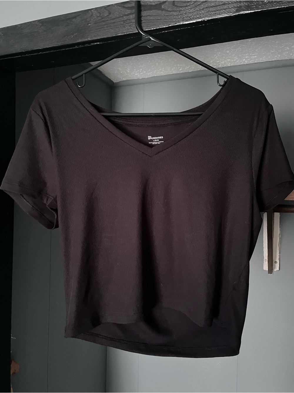 No Boundaries Black V-Neck Cropped Tee
